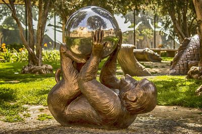 Close-up of lion statue