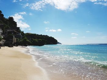 Scenic view of beach against sky