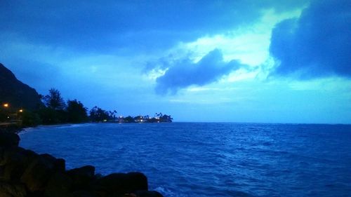 Scenic view of sea at sunset