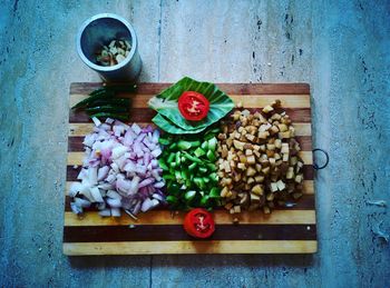 Directly above shot of food on cutting board