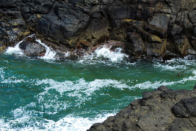 Rock formation in sea