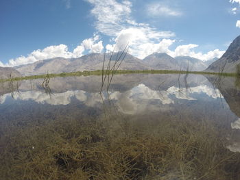 Scenic view of lake against sky