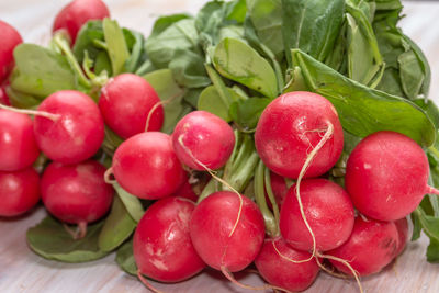 Close-up of strawberries on table