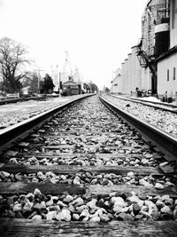 Railroad track against sky