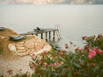 Scenic early morning view at lago di garda, italy. shot on kodak portra 400 medium format film.
