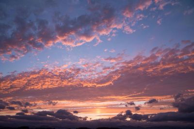 Low angle view of cloudy sky at sunset