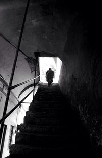 Low angle view of staircase in tunnel