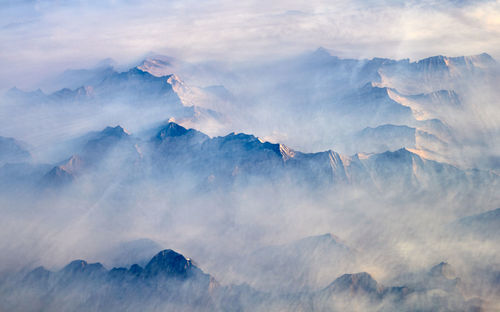 Panoramic view of mountains against sky