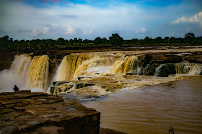 Scenic view of waterfall