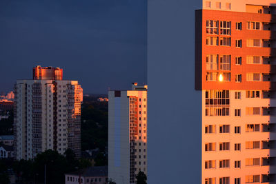 Residential buildings at sunset time