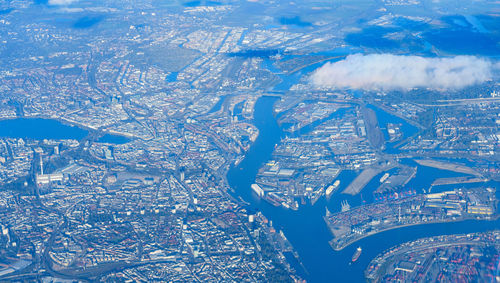 Aerial view of city during winter