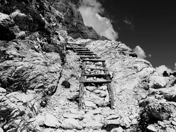 Low angle view of rocks against sky