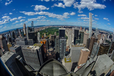 High angle view of cityscape against sky