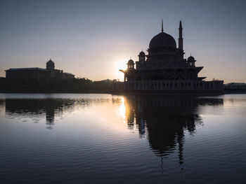 View of temple at sunset