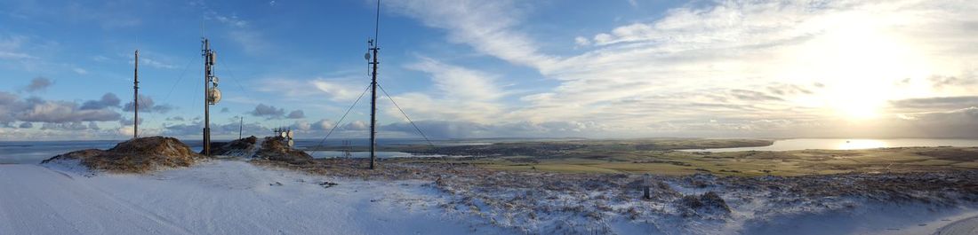 Scenic view of sea against sky during winter