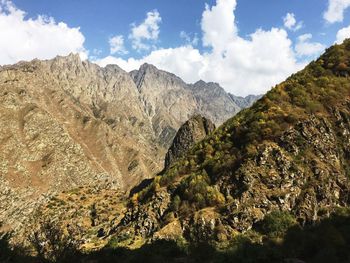 Panoramic view of landscape and mountains against sky