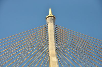 Cable stay bridge on blue sky 