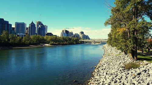 River by city against sky