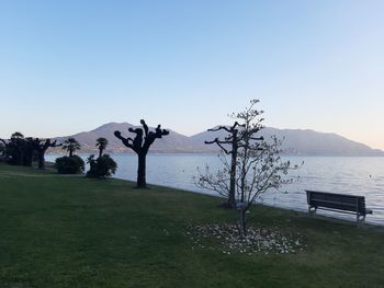 Scenic view of sea against clear sky