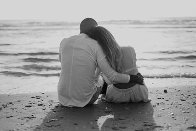 Rear view of couple on beach