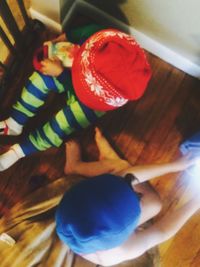 High angle view of colorful candies