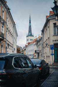 Cars on street in city