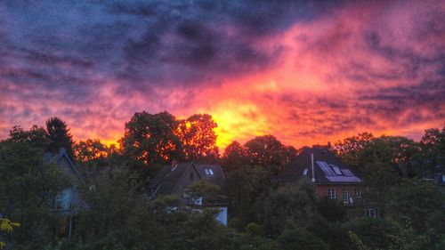 Scenic view of cloudy sky at sunset