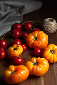 Close-up of pumpkins on table