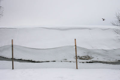 Snow covered landscape against sky