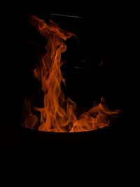 Close-up of fire in the dark