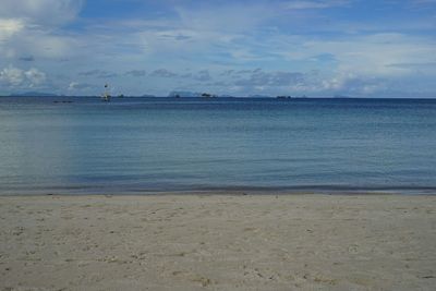 Scenic view of sea against cloudy sky
