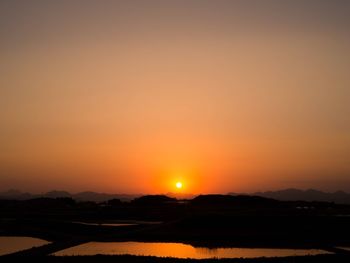 Scenic view of mountains at sunset