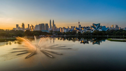 View of buildings against sky during sunset