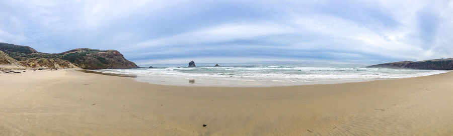 Panoramic view of beach against sky