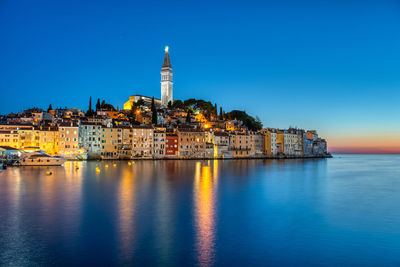 View of the old town of rovinj in croatia at night