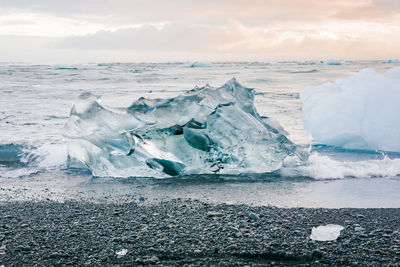 Scenic view of frozen sea against sky