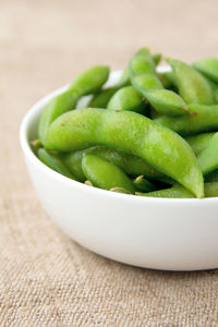 Close-up of beans in bowl on table