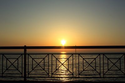 Scenic view of sea against clear sky during sunset