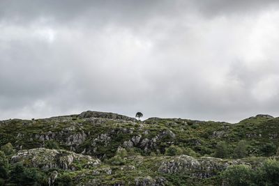 Scenic view of mountains against cloudy sky