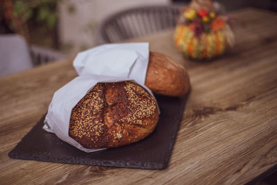 Close-up of food on table