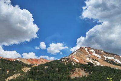 Scenic view of mountains against cloudy sky