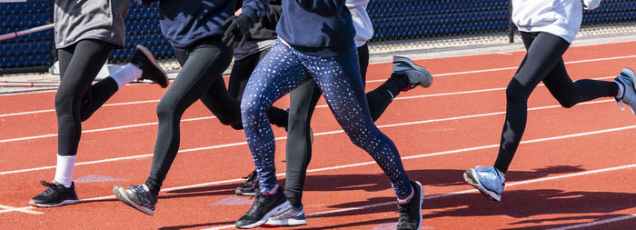 Low section of people running