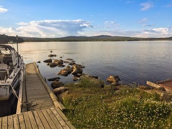 Scenic view of lake against sky