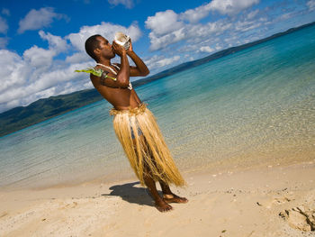 Young couple on beach