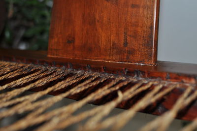 Close-up of thread in loom