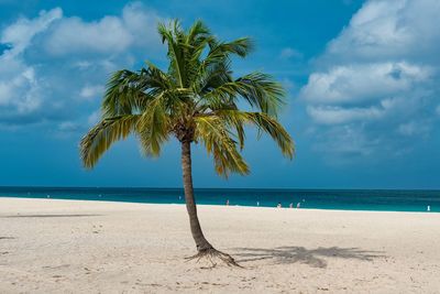 View of beach against cloudy sky