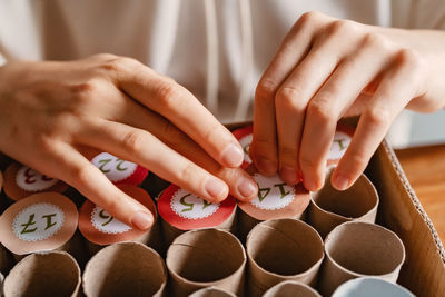 Close-up of woman hands on table