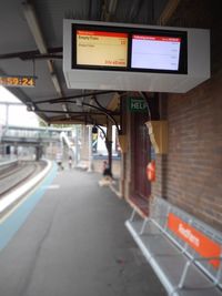 Text on railroad station platform