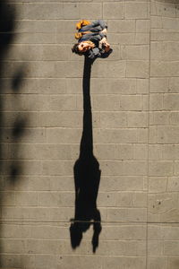 High angle view of man standing on footpath