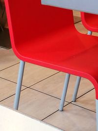 High angle view of empty chair in playground